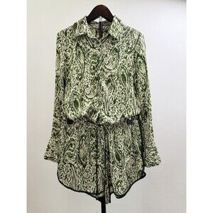 Zara Matching Set Womens XS Top M Shorts Green Paisley Print Boho Co-Ord Set